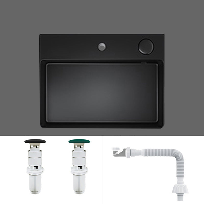 Modern Bathroom Sink Pop-Up Drain Porcelain Solid Color Rectangular Vessel