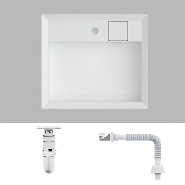 Modern Bathroom Sink Pop-Up Drain Porcelain Solid Color Rectangular Vessel