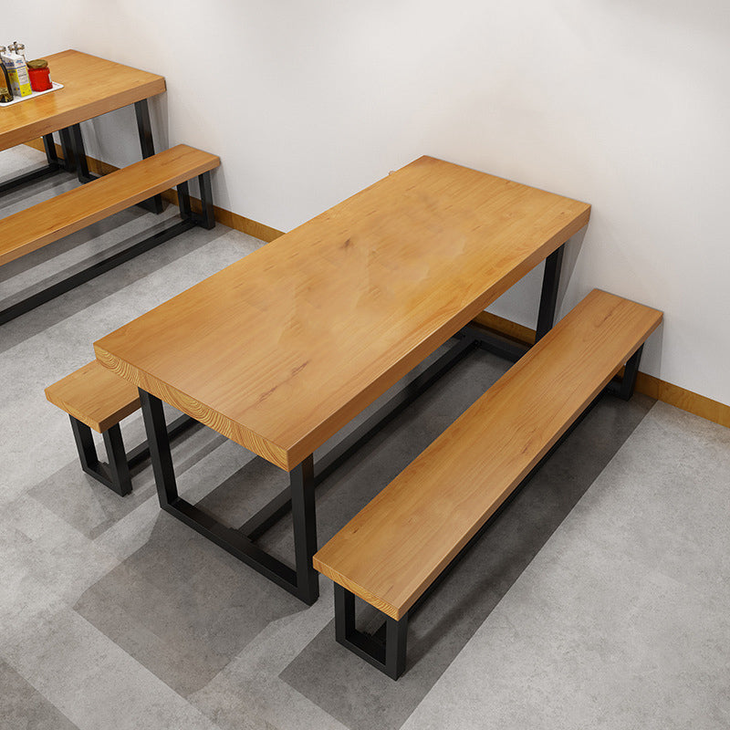 Industrial 1/3/5 Pieces Dining Set Rectangle Pine Wood Dining Table for Cafe