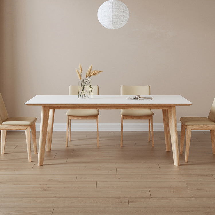 1/3/4/5 Pieces Rectangle Dining Set Sintered Stone Top Dining Table with Wooden Base