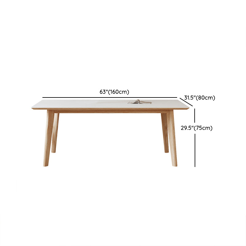 1/3/4/5 Pieces Rectangle Dining Set Sintered Stone Top Dining Table with Wooden Base