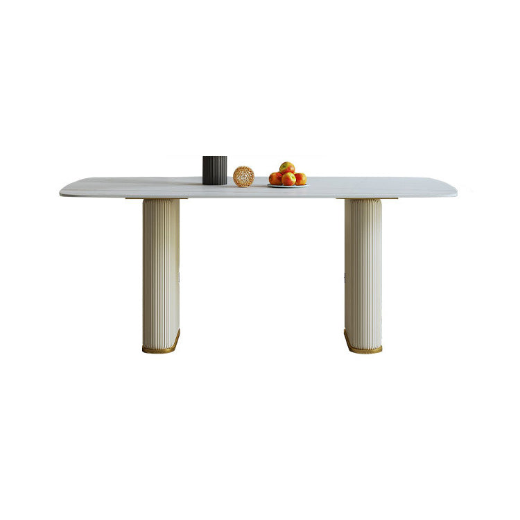 1/4/6/7/9 Pieces Rectangle Dining Set Sintered Stone Top Dining Table with Leather Chairs