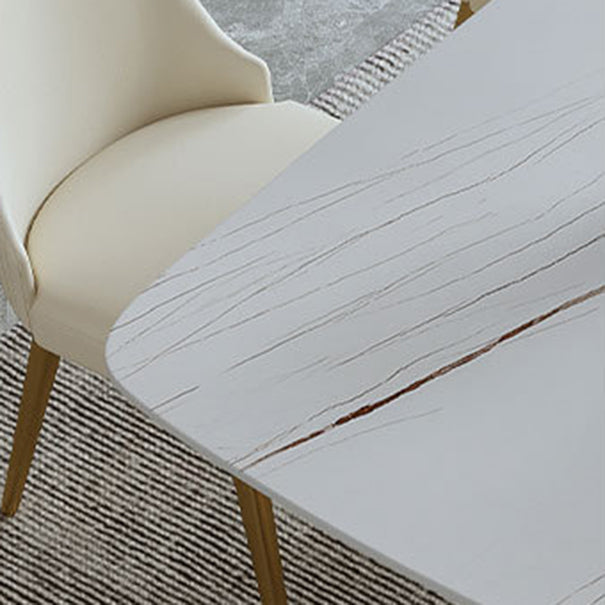 1/4/6/7/9 Pieces Rectangle Dining Set Sintered Stone Top Dining Table with Leather Chairs