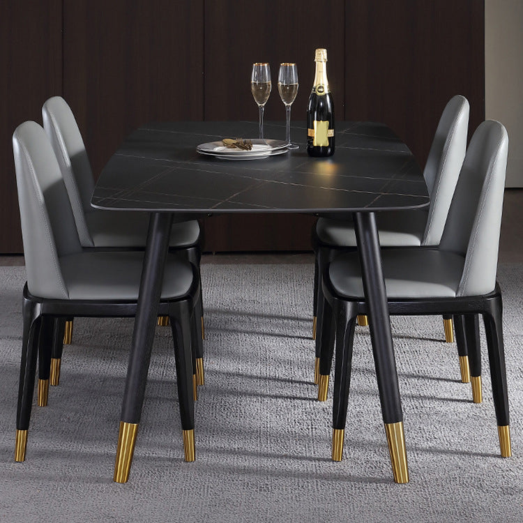 Designer Style Rectangle Dining Set 1/2/5/7 Pieces Sintered Stone Top Wooden Table Set