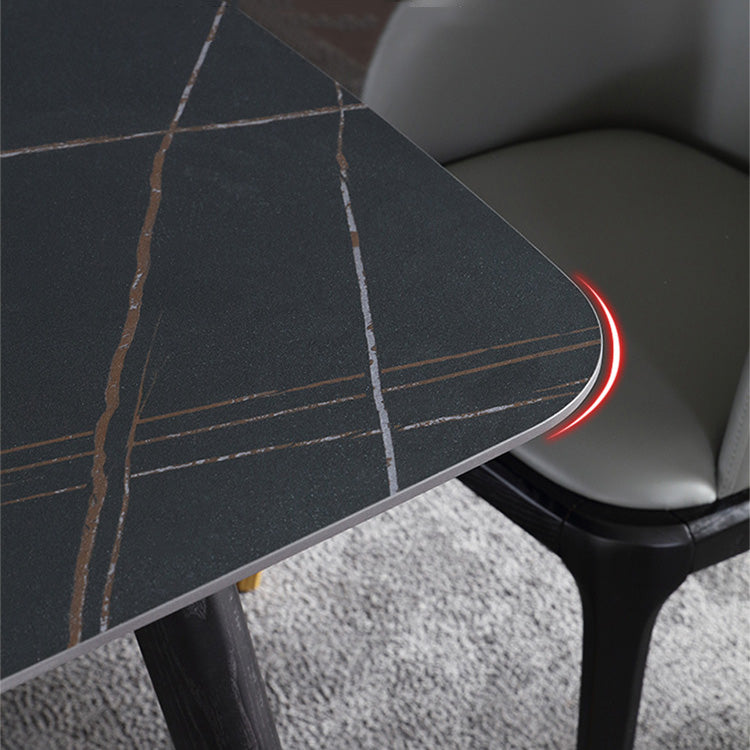 Designer Style Rectangle Dining Set 1/2/5/7 Pieces Sintered Stone Top Wooden Table Set