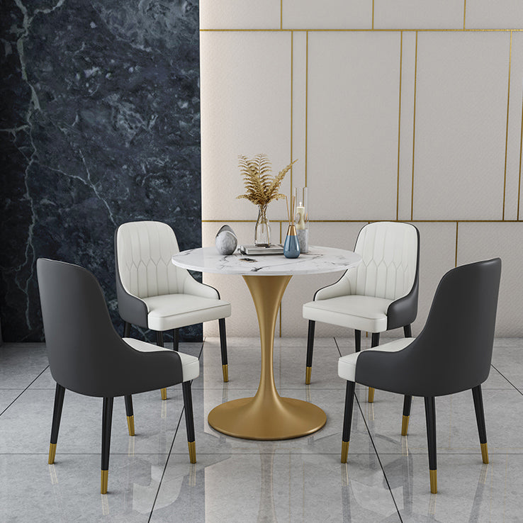 Modern Stone Dining Set 1/4/5 Pieces Round Dining Table Set with Padded Chairs