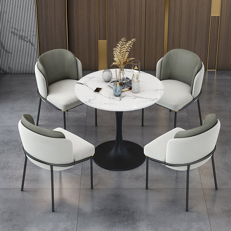 Contemporary Stone Dining Set 1/4/5 Pieces Round Dining Table Set with Padded Chairs