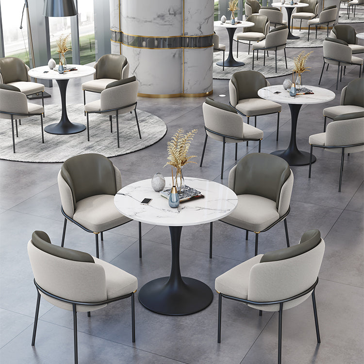 Contemporary Stone Dining Set 1/4/5 Pieces Round Dining Table Set with Padded Chairs