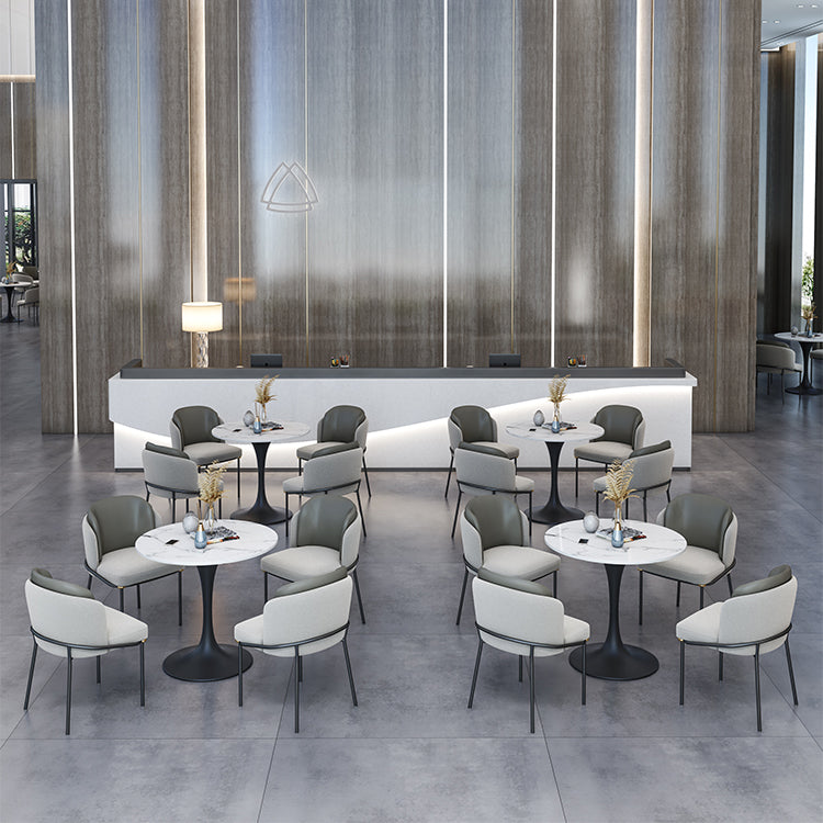 Contemporary Stone Dining Set 1/4/5 Pieces Round Dining Table Set with Padded Chairs