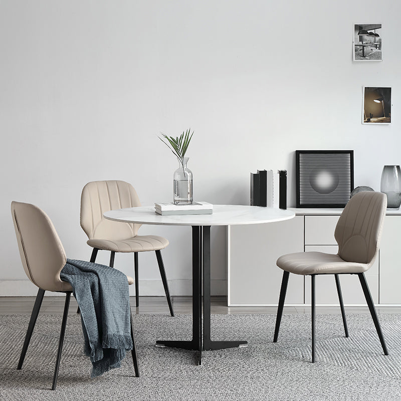 White Stone Dining Set for Home 1/4/5 Pieces Modern Round Table Set