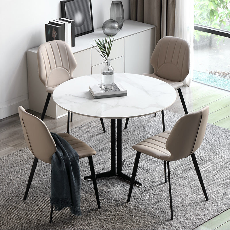 White Stone Dining Set for Home 1/4/5 Pieces Modern Round Table Set
