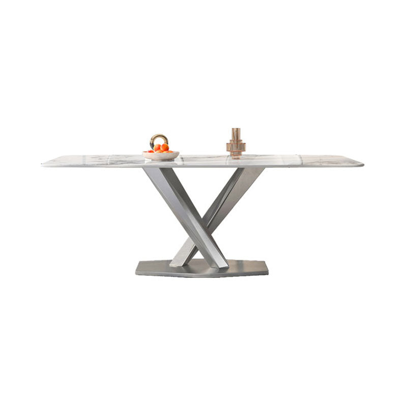 Sintered Stone Top Set 1/4/5/7 Pcs Rectangle Dining Table and Wingback Leather Chairs