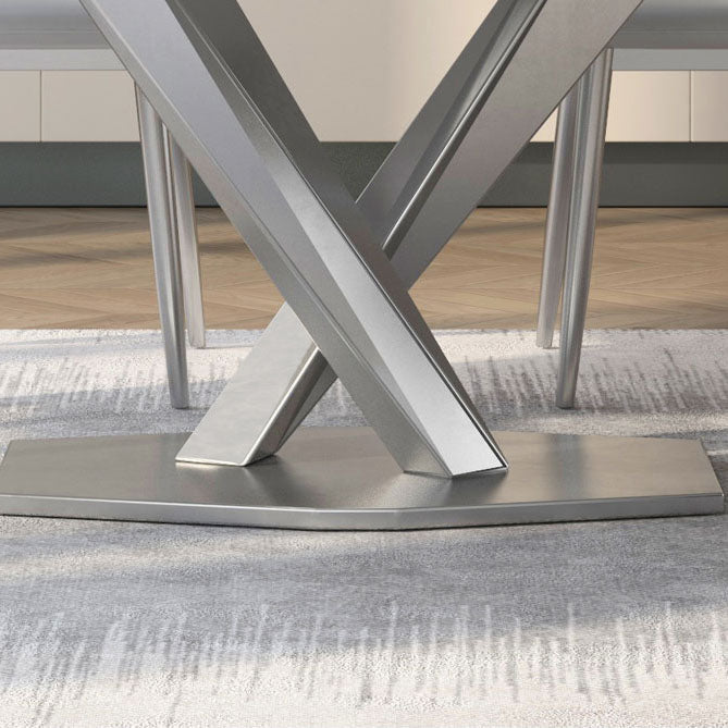 Sintered Stone Top Set 1/4/5/7 Pcs Rectangle Dining Table and Wingback Leather Chairs