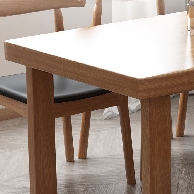 Natural Finish Solid Wood Dining Set 1/7 Pieces Modern Dinette Set with Wooden Chairs