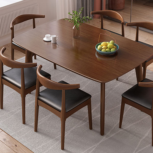 Traditional Dining Table Set 1/2/5/7 Pcs Solid Wood Dining Table and Cow Horn Chairs