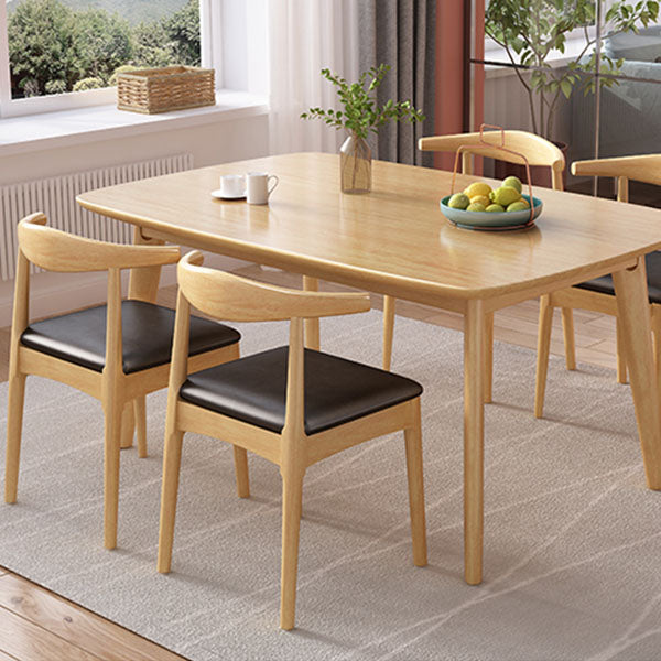 Traditional Dining Table Set 1/2/5/7 Pcs Solid Wood Dining Table and Cow Horn Chairs