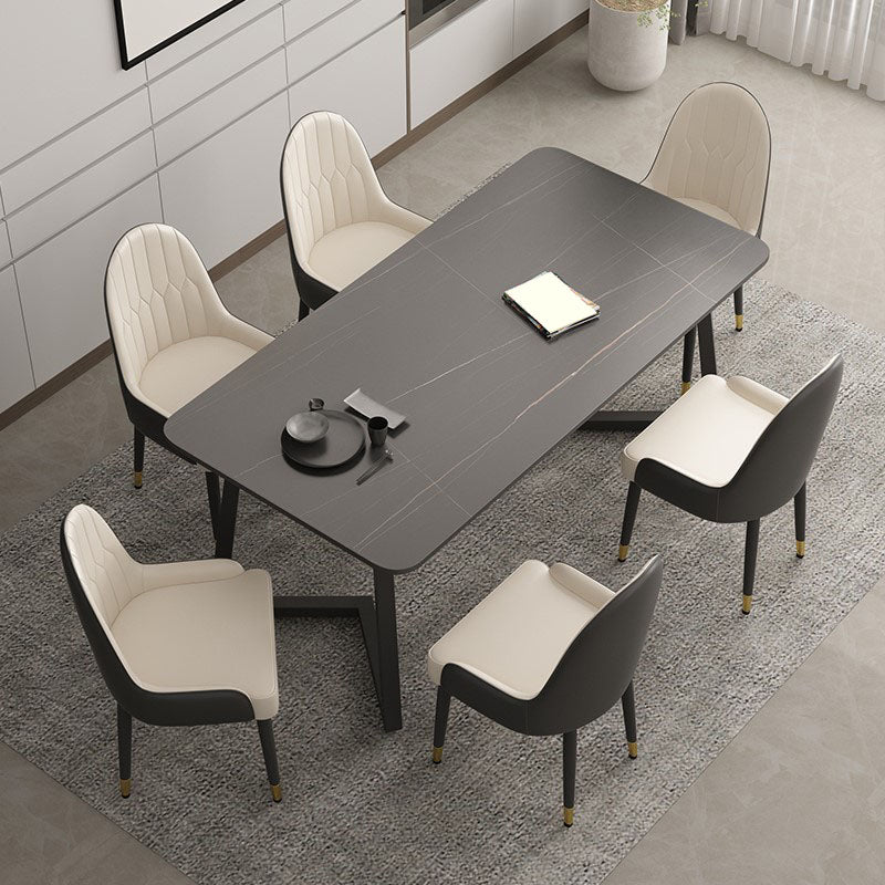 Contemporary Black Dining Table Set 1/2/7 Pieces Metal Dining Set with Padded Chairs