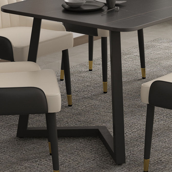 Contemporary Black Dining Table Set 1/2/7 Pieces Metal Dining Set with Padded Chairs