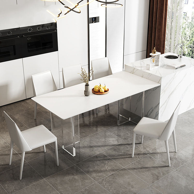 Glam Dinette Set with Solid Back Chairs 1/2/4/6/7/8 Pieces Glossy White Dining Table Set