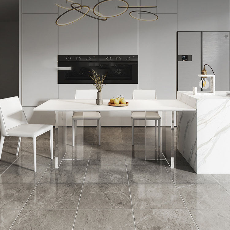 Glam Dinette Set with Solid Back Chairs 1/2/4/6/7/8 Pieces Glossy White Dining Table Set