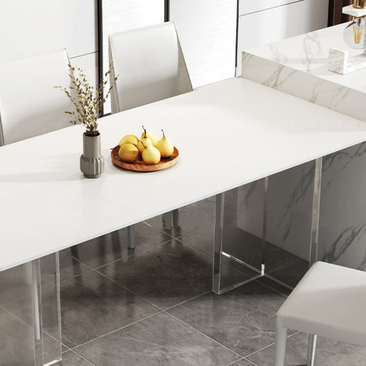 Glam Dinette Set with Solid Back Chairs 1/2/4/6/7/8 Pieces Glossy White Dining Table Set