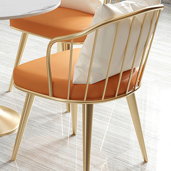 Glam Dinette Set with Metal Chairs 1/4/5 Pieces Glossy White Dining Table Set