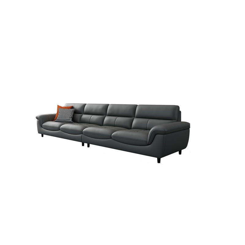 Modern 34.64" H Genuine Leather Pillow Top Arm Sofa for Living Room