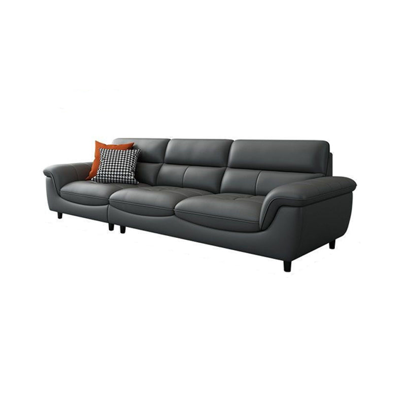 Modern 34.64" H Genuine Leather Pillow Top Arm Sofa for Living Room