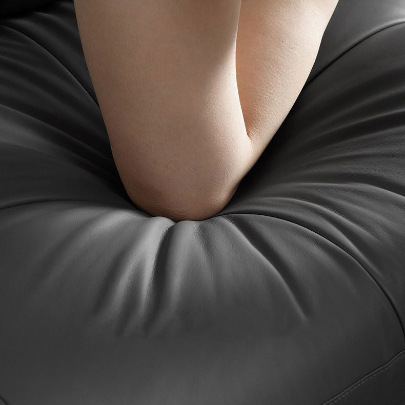 Modern 34.64" H Genuine Leather Pillow Top Arm Sofa for Living Room