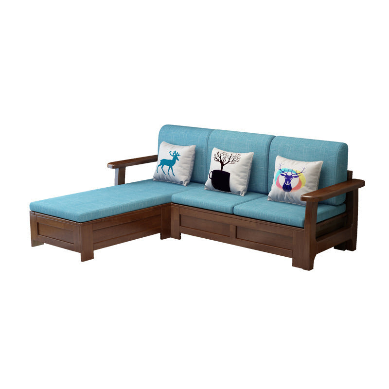 Nordic Settee Cushions Sectional Square Arm Fabric Seating for Living Room