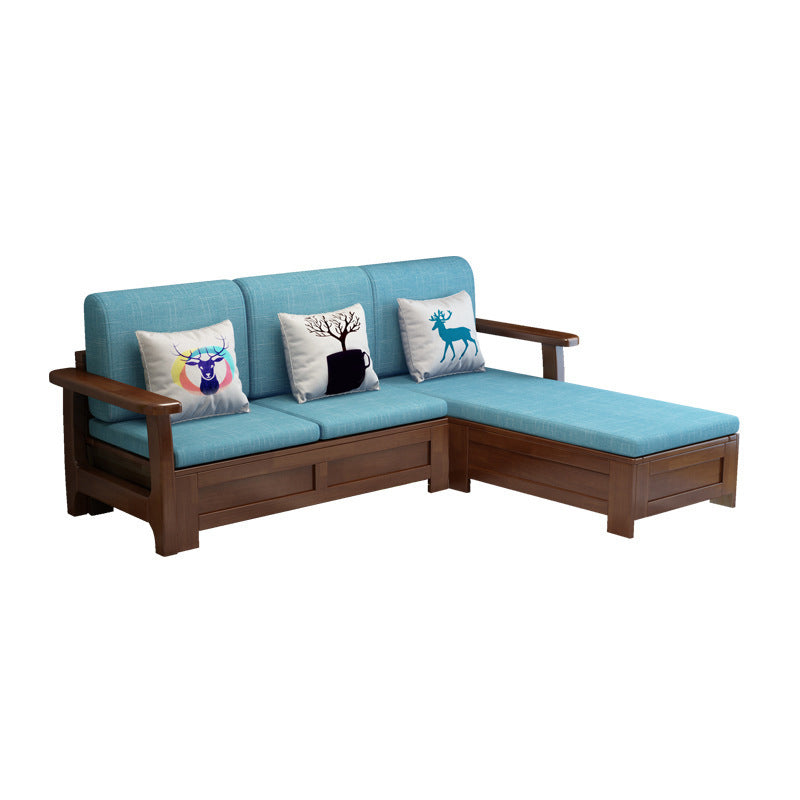 Nordic Settee Cushions Sectional Square Arm Fabric Seating for Living Room