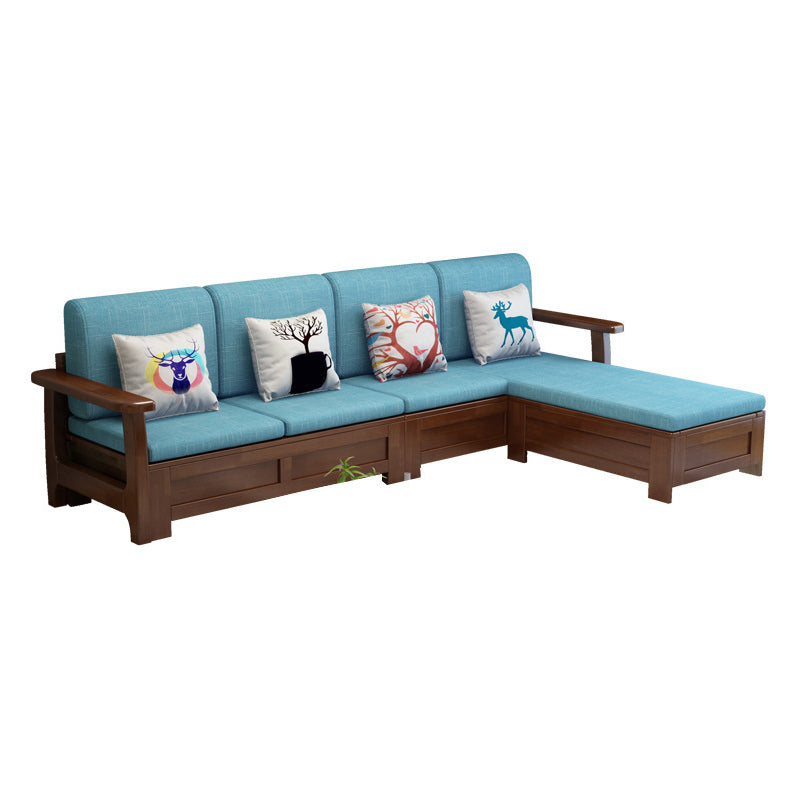 Nordic Settee Cushions Sectional Square Arm Fabric Seating for Living Room