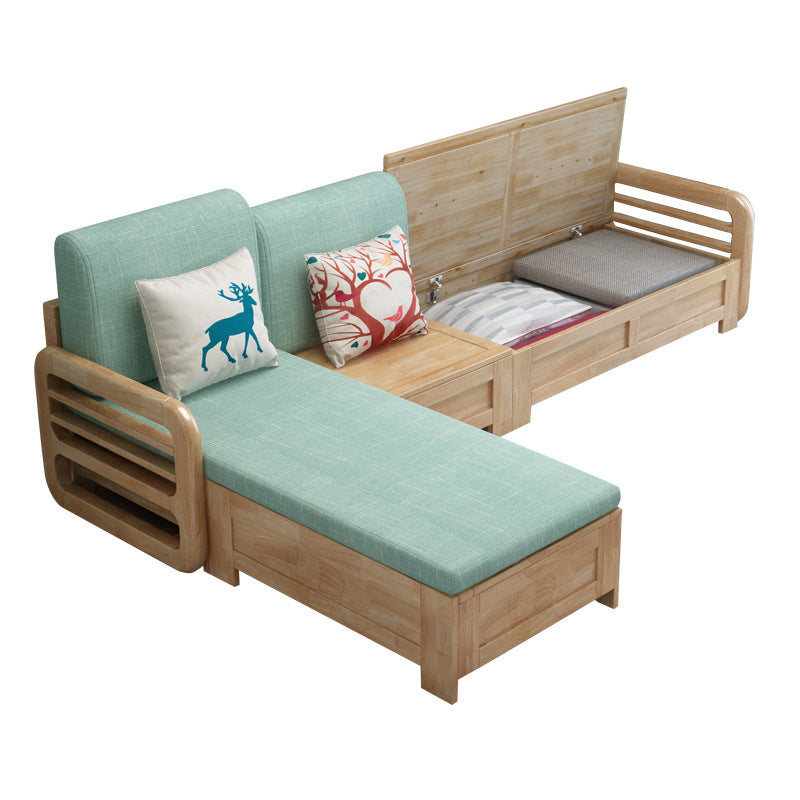 Nordic Settee Cushions Sectional Square Arm Fabric Seating for Living Room