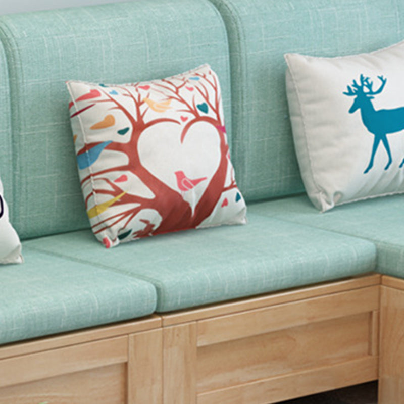 Nordic Settee Cushions Sectional Square Arm Fabric Seating for Living Room