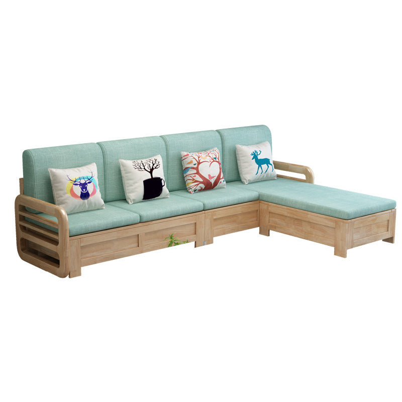 Nordic Settee Cushions Sectional Square Arm Fabric Seating for Living Room