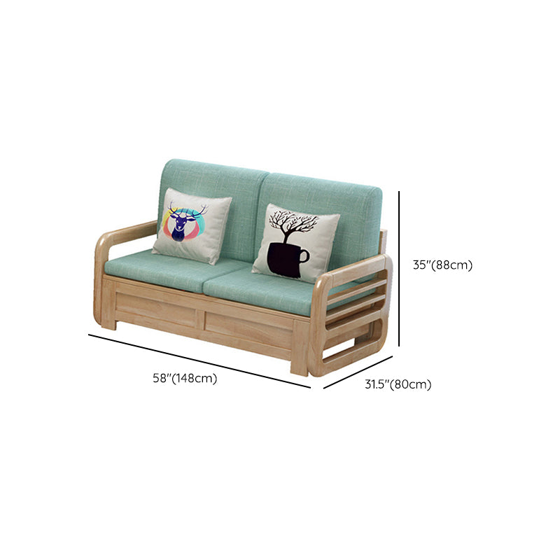 Nordic Settee Cushions Sectional Square Arm Fabric Seating for Living Room