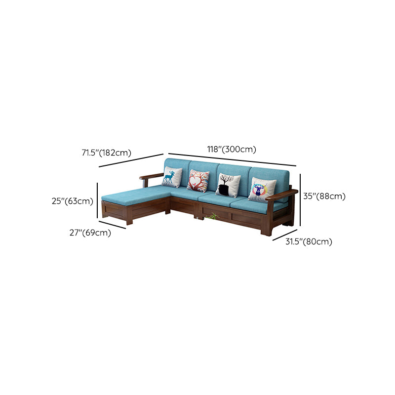 Nordic Settee Cushions Sectional Square Arm Fabric Seating for Living Room