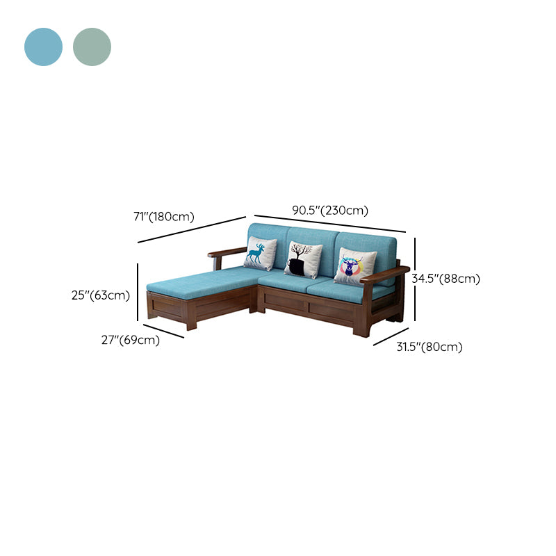 Nordic Settee Cushions Sectional Square Arm Fabric Seating for Living Room