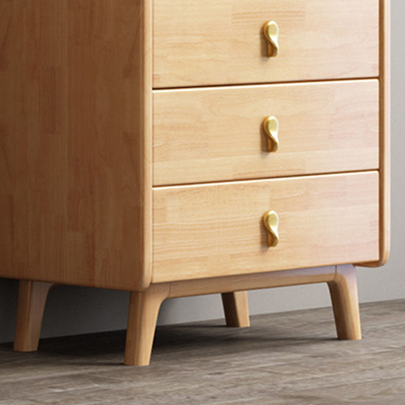 Glam Rubber Wood Storage Chest Bedroom Vertical Chest with Drawers