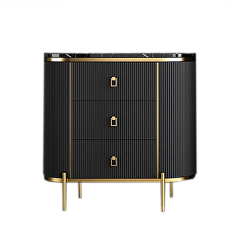 Glam Chest Bedroom Stone Vertical Storage Chest with 3 Drawers