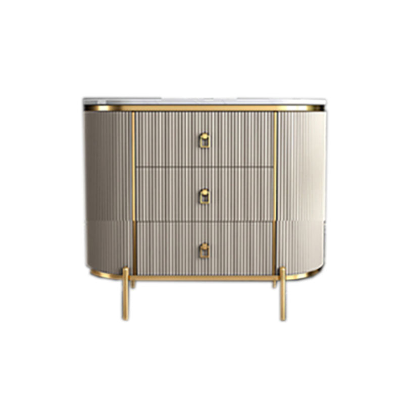 Glam Chest Bedroom Stone Vertical Storage Chest with 3 Drawers