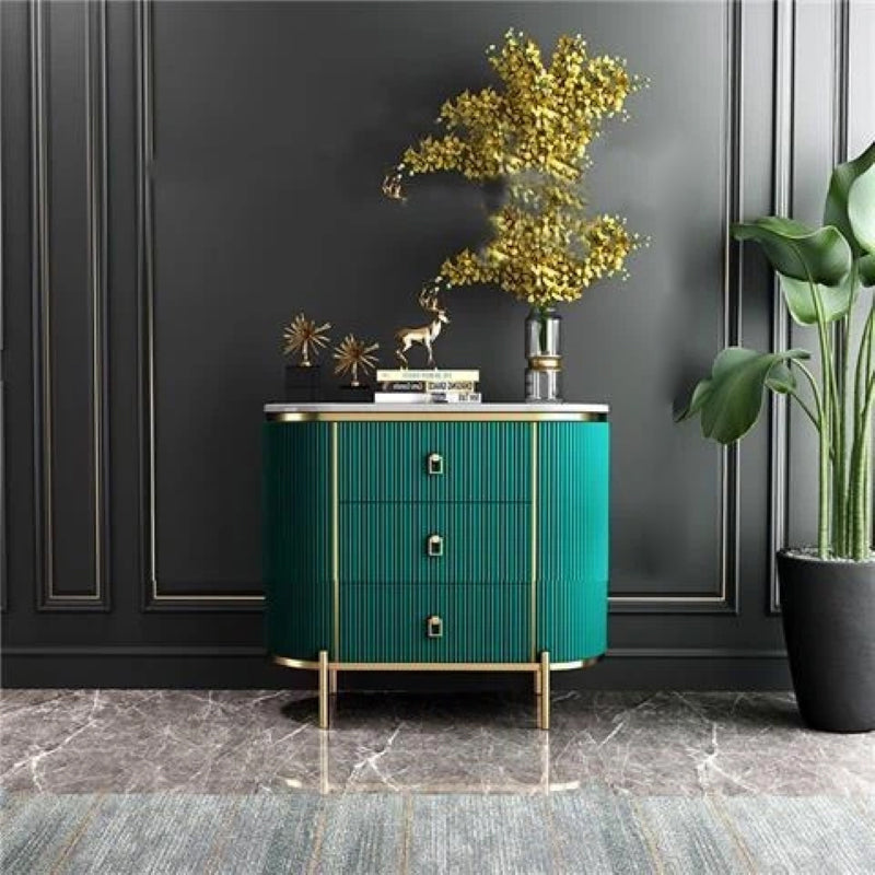 Glam Chest Bedroom Stone Vertical Storage Chest with 3 Drawers