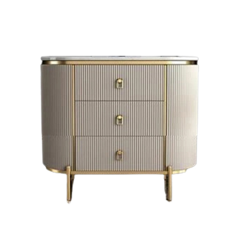 Glam Chest Bedroom Stone Vertical Storage Chest with 3 Drawers