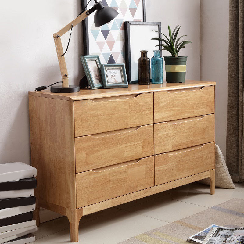 Rubber Wood Contemporary Storage Chest Bedroom Chest with Drawers