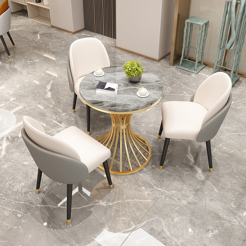 Polished Finish Stone Top Table Set for Home 1/2/3/4/5 Pieces Modern Dinette Set
