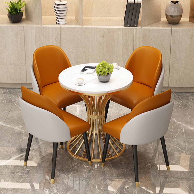 Polished Finish Stone Top Table Set for Home 1/2/3/4/5 Pieces Modern Dinette Set
