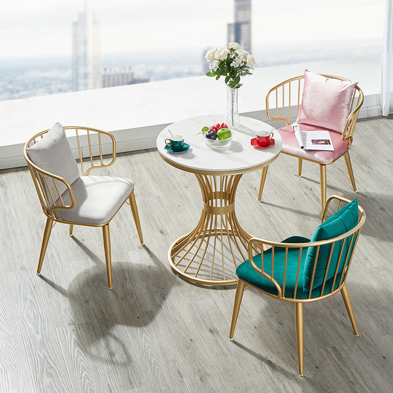 Stone Top Round Dining Table Set for Home 1/3/4/5 Pieces Modern Dinette Set