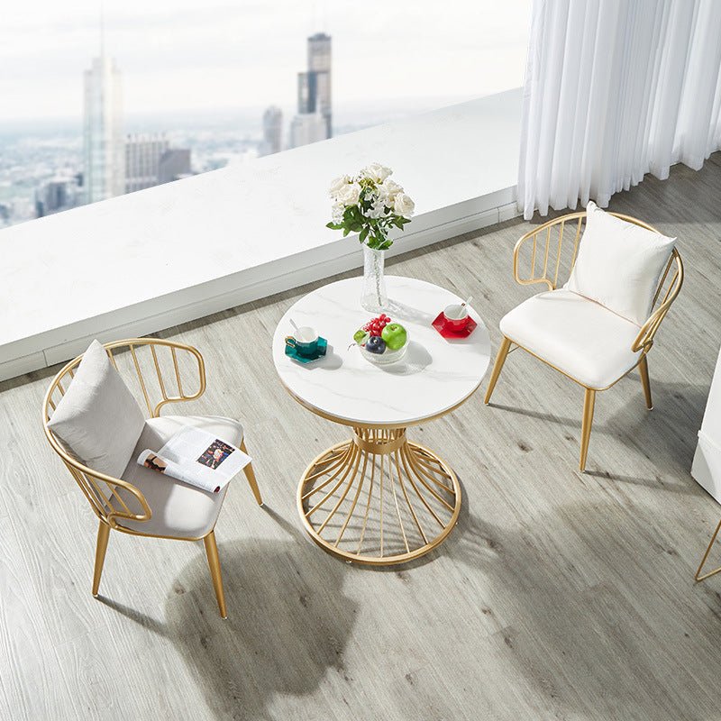 Stone Top Round Dining Table Set for Home 1/3/4/5 Pieces Modern Dinette Set