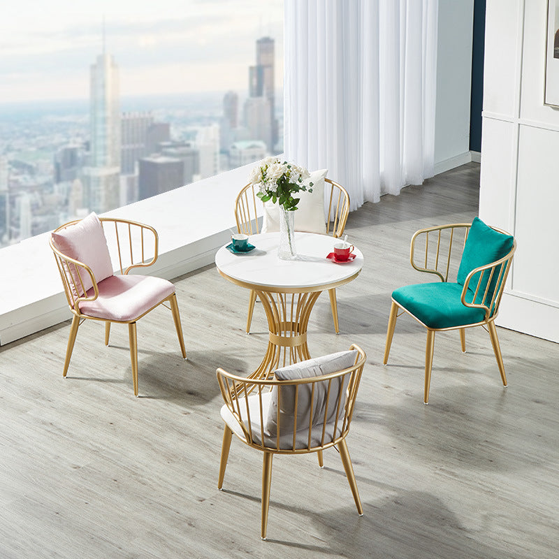 Stone Top Round Dining Table Set for Home 1/3/4/5 Pieces Modern Dinette Set