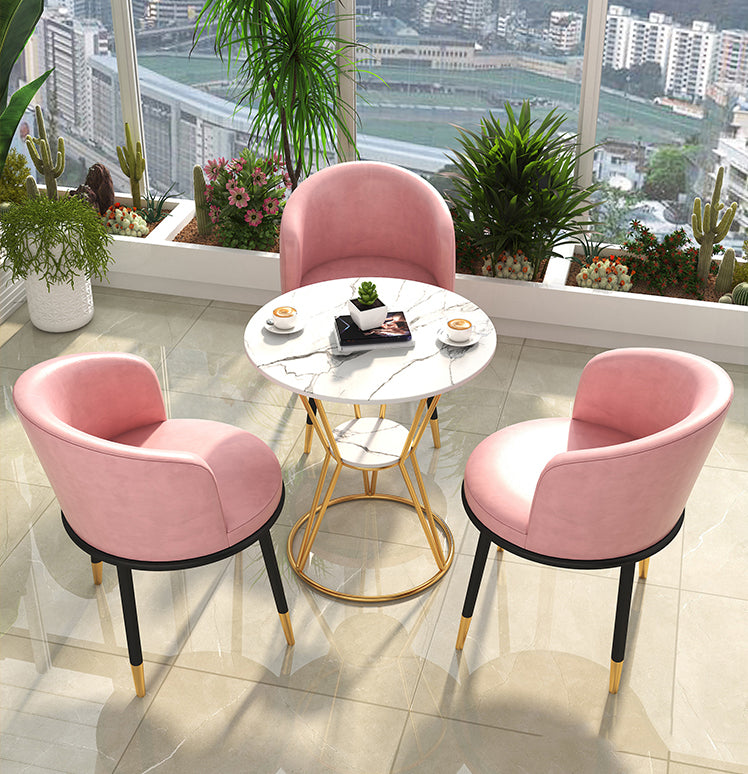 White Stone Top Dining Table Set 1/2/4 Pieces Modern Dinette Set